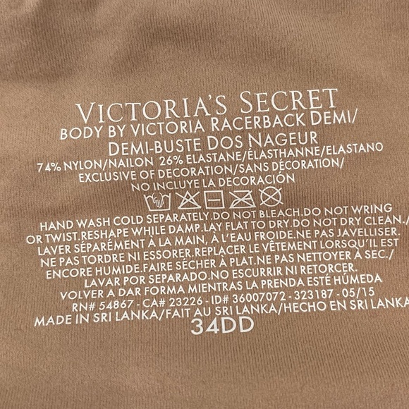 VICTORIA’S SECRET I Bra 34DD Racerback Nude Semi-Demi Buste Bra - Picture 5 of 6